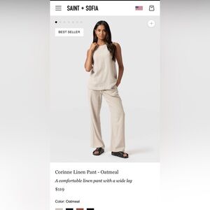 Saint + Sofia Oatmeal Wide Leg Pants